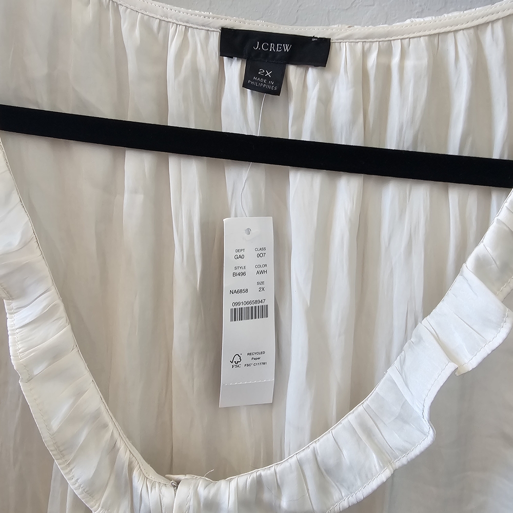 J. Crew Cream Ruffle Scoop Neck Blouse - Picture 2 of 3